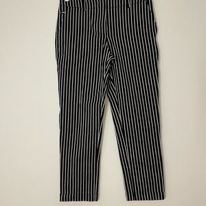 Piazza Sempione Black and White Dress Pants with Pinstripe Pattern